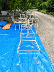 Here's one chair all primed - in Bedford Gray.