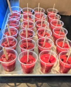 And here's a tray of homemade currant fruit popsicles ready for the freezer.