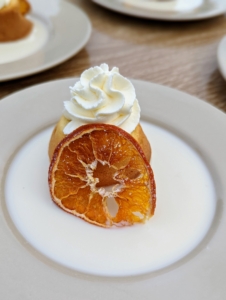 Sarah Carey made these delectable tres leches cupcakes with candied orange slices.