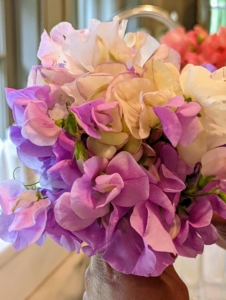 And here are the cut pink and white sweet peas.