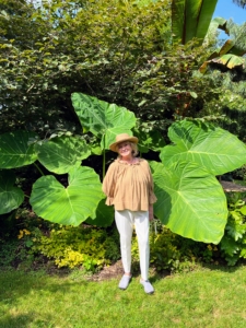 I always enjoy visiting Dennis and Bill at Landcraft Environments. There is always something amazing to see. Here I am standing in front of a Colocasia Thailand Giant or Colocasia gigantea. It grows up to 10-feet tall with leaves up to five-feet long and four-feet wide.
