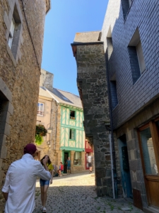 This is St. Brieuc in Bretagne, where where Cedric grew up. Medieval houses were taxed on their footprint, so the upper stories overhang the street to gain more space without paying more.