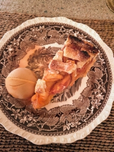 On another day, we enjoyed this peach lattice pie and peach sorbet - all homemade.