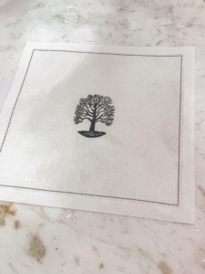 Cocktail napkins feature the sycamore tree - the symbol of my Bedford farm.