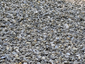 Here is the new gravel for the area. I like to use native washed stone in a blend of gray tones. This gravel is from Lawton Adams in nearby Somers, New York.
