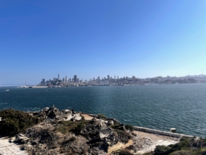 Here's a view of San Francisco from Alcatraz Island, home of the well-known federal penitentiary which housed some of the most dangerous civilian prisoners.