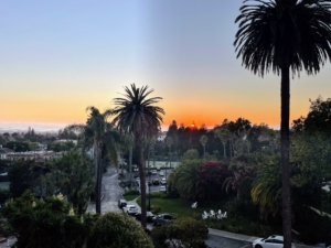 And here is a view of Oakland - a city on the east side of San Francisco Bay and Doug and Amy's last stop before returning home to the East Coast. Here, they captured another gorgeous sunset from their hotel room to close their memorable trip.