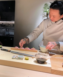 All the sushi is made right at the counter where guests can watch and join in the experience.