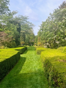Here is another view inside the East Garden with its handsomely manicured hedges.