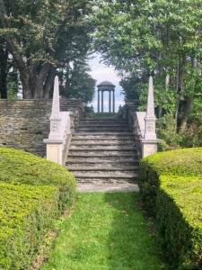 This is the Tempietto at the Belvedere. From here, one can see distant views of the Berkshires and the Catskills. It was important to Chauncey that the design of his stately Georgian-style colonial home include sweeping views of the area.