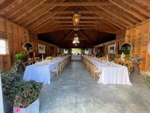 The barn interior was all set for dinner.