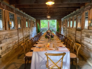 Here is another long table set up in the barn.