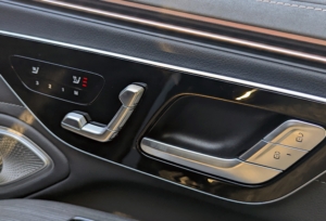 The heated seat and window controls are easily accessible from the door panel.