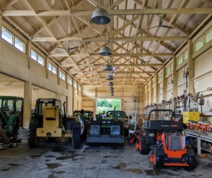Everything is now back in the large holding area ready to use. The space in the foreground is earmarked for our Kubota tractors, which are still out being used. It is so nice to know all our equipment can fit neatly in this Equipment Barn.