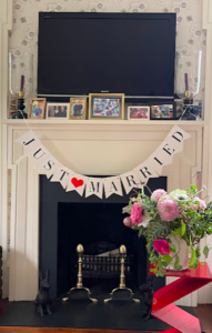 And hung from the mantle in the upstairs bedroom of the house was this joyful banner - put up as a surprise by a close friend of the grooms. Congratulations Christopher and Anthony - what a wonderful wedding.