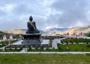 Dolma stopped to get this image of a great Buddha statue overlooking Muktinath Valley in Mustang. It looks like the skies are clearing.