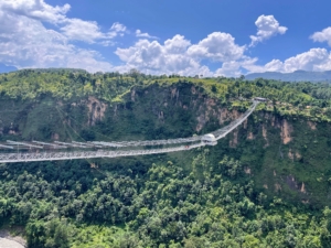 This is the suspension bungee jump bridge over the Kaligandaki River - the second highest bungee jump in the world. Dolma is an avid mountain climber and wanted to do the jump, but her parents were not excited about the idea, so instead they just took photos from afar.