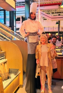 And here I am with one of the chefs on stilts.