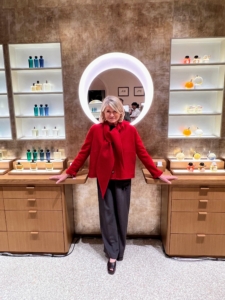The store is comprised of a series of salons, giving it a more intimate and special feeling for customers. Here I am in front of the beauty items on the first level. This floor also features jewelry, silk scarves, and Hermès perfume.