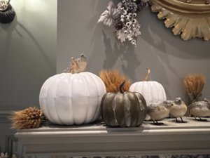 This Faux Green Pumpkin looks so real, but is actually made from Styrofoam, plastic, glue, and cement - it is sure to last many seasons. It also comes in two sizes - wide and tall. Take a look on Martha.com.