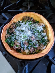 And finally it is garnished with the remaining Parmesan cheese and parsley. The Parmesan Dutch Baby with Ricotta, Mushrooms & Spinach... another easy-to-make meal you and your family will love. Order your Martha Stewart & Marley Spoon meal kits right now! Just click on the highlighted link and enjoy our menu offerings!