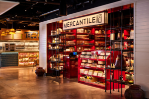 Tin Building showcases many different shops. This is an Asian food boutique called Mercantile East where customers can find salts, soy sauces, chile oils, teas, spices, and much more. (Photo by Nicole Franzen)