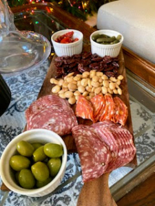 They also prepared a charcuterie board to curb the "munchies" before their big meal.
