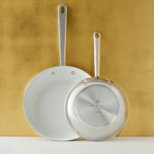 These are my MARTHA by Martha Stewart Ceramic Nonstick 2-Piece Cookware Set. These durable and reliable pans have aluminum cores sandwiched between thick layers of professional quality stainless steel and ceramic - perfect for anyone who cooks.