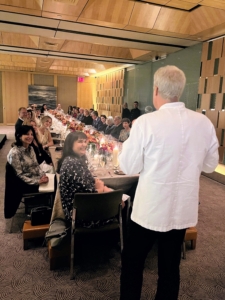 Chef Eric, who has served as co-owner of Le Bernardin since Maguy's brother, Gilbert, passed away in 1994, addressed all the guests and thanked everyone for attending the anniversary dinner in Le Bernardin's Privé space.