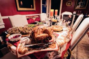 My Operations Manager Stephanie Lofaro shares this Thanksgiving table photo - a bountiful holiday dinner at her father's Longview Family Farm in Virginia.