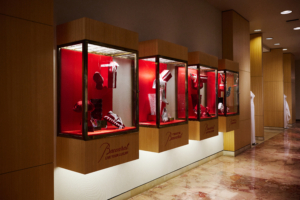 Down this hallway, more window displays. Throughout the holiday season, Neiman Marcus Downtown is offering Baccarat gift shops featuring free engraving services for customers. (Photo provided by Neiman Marcus Group)