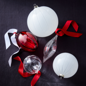 This year, why not change up your holiday décor and add more glass ball ornaments in bright red and white for a more modern and striking twist? My glass ball, egg, and finial shaped ornaments look so beautiful on the tree or in a bowl.