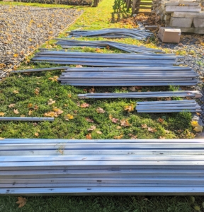 Here are the pipes that make up the framework of the hoop house. The entire structure is built using heavy gauge American made, triple-galvanized steel tubing.