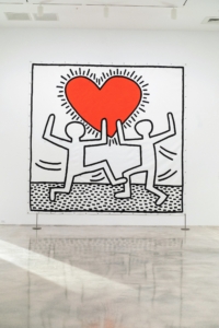 This is by artist Keith Haring - Untitled, 1982, Acrylic on vinyl tarpaulin, measuring 180 by 180 inches. (Photo by Deitch Pham LLC for Bank of America)
