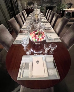 The table is set and looks so wonderful – just in time for my guests to arrive. Each dinner menu is placed on the plate with the sycamore tree on the menu card cover - the symbol of my Cantitoe Corners Farm.