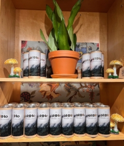 oHHo's location is also permanently at 13 Court Road, where the event was held. This shelf displays oHHo's Dream Cream, a soothing hand and body cream of organically grown full spectrum CBD, fragrant bergamot, neroli, citrus fruits, and lavender.