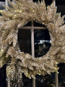 And silver wreaths in each window.