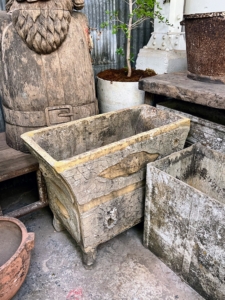 This vintage French faux bois planter is rectangular - they can be found in all shapes and sizes.