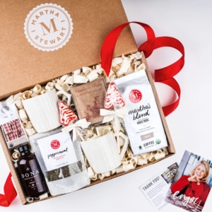 This Martha Stewart Holiday Morning Cozy Warm Beverage Assortment Gift Box is available on iGourmet.com. It includes Martha’s Blend Coffee, hot chocolate, and tea. Great as a gift, or to enjoy right at home with your family.