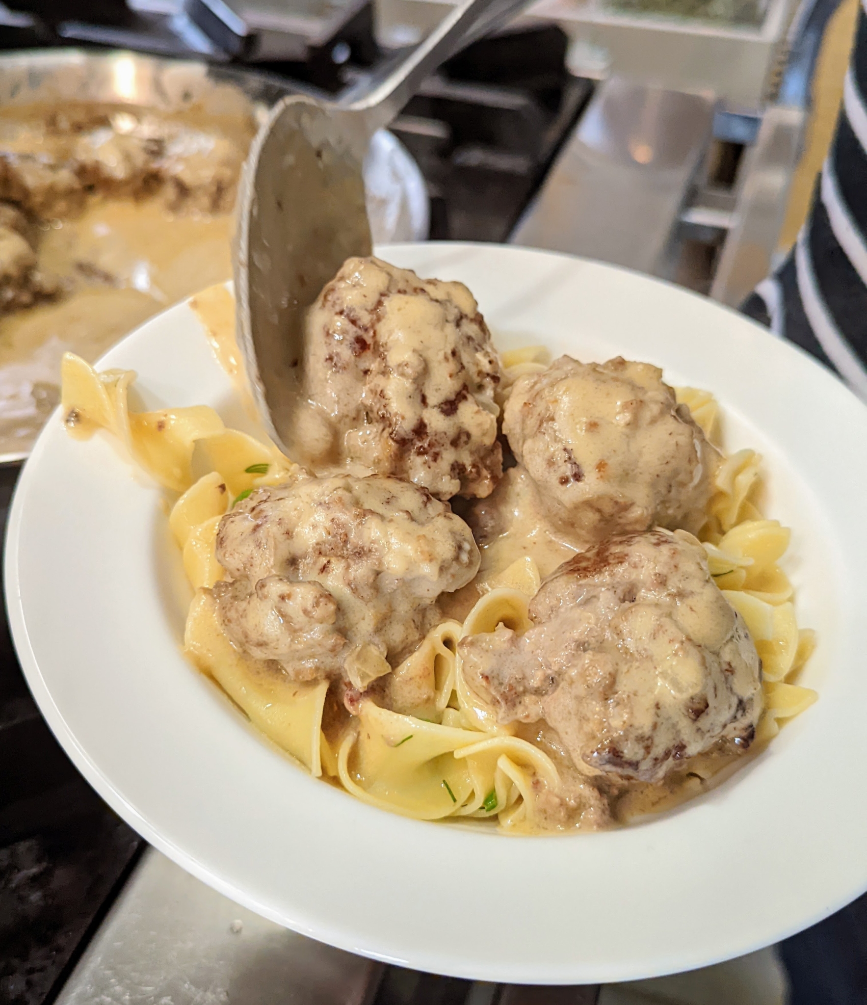 Creamy Swedish Meatballs with Egg Noodles & Cranberry Relish from