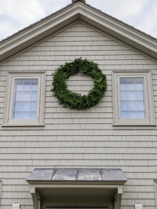 This large wreath is above my Winter House kitchen door. I love to decorate my home with lots of wreaths inside and out.