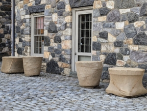 Here are the covered birdbaths and planters that sit outside the stable office where my business manager, property director and operations manager work.