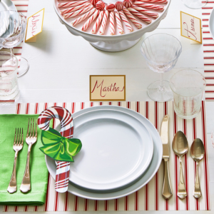 It's all in the details. At Martha.com, I offer everything you need for your holiday table including these Candy Cane Place Cards. They come in sets of 12 and each one measures 4.4-inches by 9.8-inches.