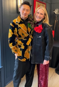 Andy and Amy stopped for this snapshot. The jacket Amy is wearing was also a gift to Andy. She embellished a denim jacket with a flower on the front...