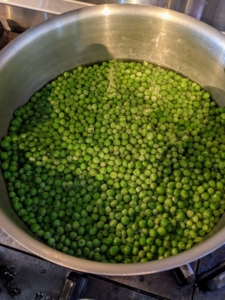 I used six bags of organic frozen peas. Green peas are a good source of the B vitamin Thiamin, phosphorous, and potassium. Don’t overcook them – they only take a couple of minutes.