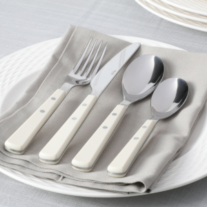 If you're looking for new flatware, try my Goswell set. It comes with four dinner knives, four dinner forks, four dinner spoons, and four teaspoons. Durable and streamlined in design, buy a set for yourself or give away as a birthday, wedding, or housewarming gift for family and friends who love to host and entertain.