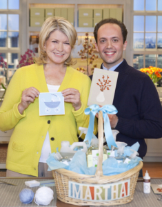 I invited Andrew to talk about his blog on my television show in 2010. Here's a photo of us on set. I taught him how to make yarn cards. Andrew says it was his "first big Martha Moment!"