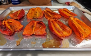 Here are the cooked peppers - perfectly browned around the edges.