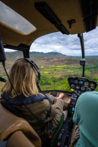Once we arrived in Madagascar, we boarded a helicopter to Miavana, where we stayed. Our guide and photographer, Marlon Du Toit, took this photo as we viewed the incredible landscapes. (Photo by Marlon Du Toit)