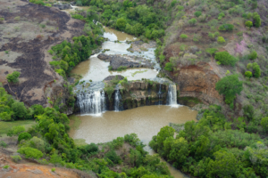 We explored several northern areas by helicopter and came across sights like this magnificent waterfall. Marlon says, "it almost makes one want to stop for a swim, but one has to remember that Madagascar is home to almost 20,000 Nile crocodiles." (Photo by Marlon Dutoit)